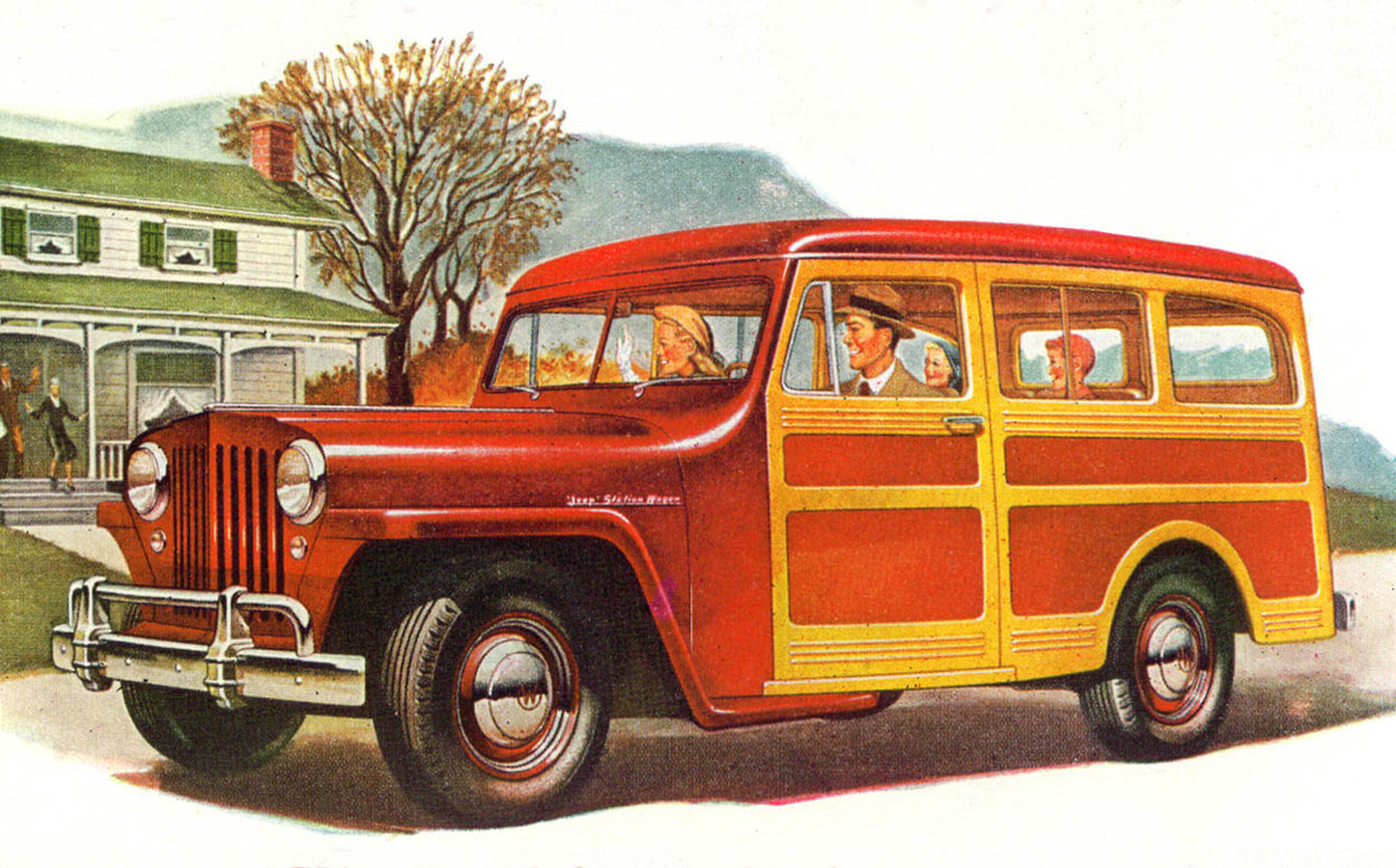 После Второй мировой войны Willys-Overland Motors больше не выпускала легковых моделей, сосредоточившись на производстве гражданских версий своего джипа. Было создано несколько моделей, в том числе и Jeep Station Wagon, как на рекламе 1948 года